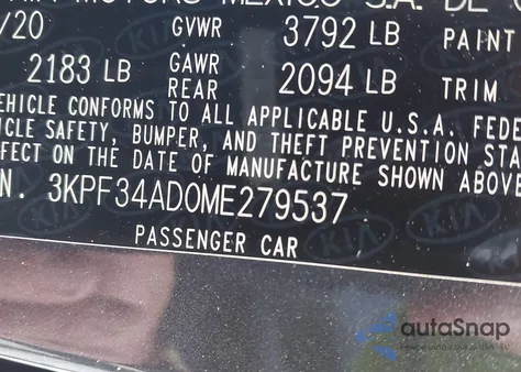 2021 Kia Forte Gt Line from USA, damaged, VIN 3KPF34AD0ME279537